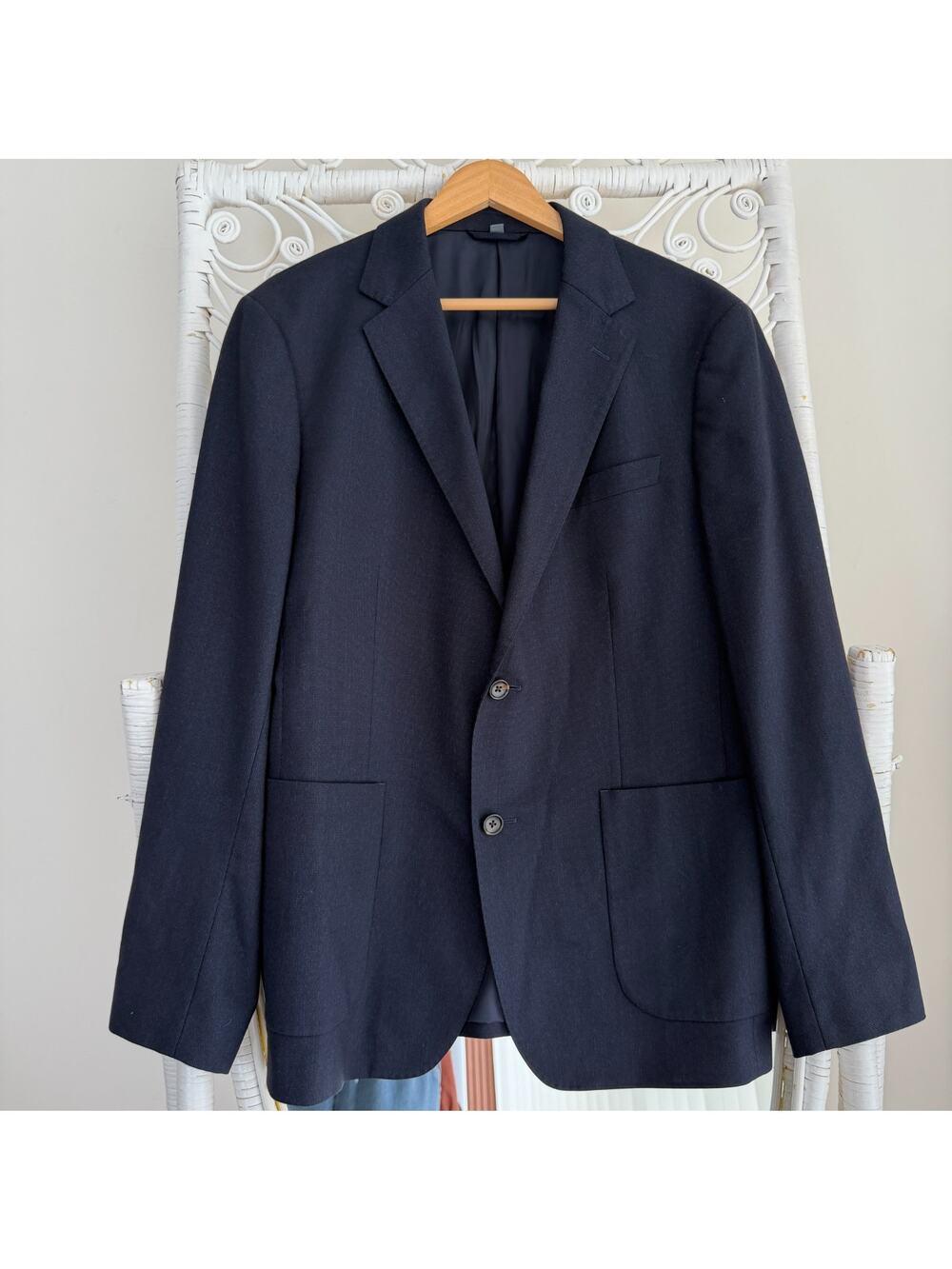 Bonobos Blazer Jacket Mens 42R Navy Athletic Fit Wool Cotton Lanificio Italy